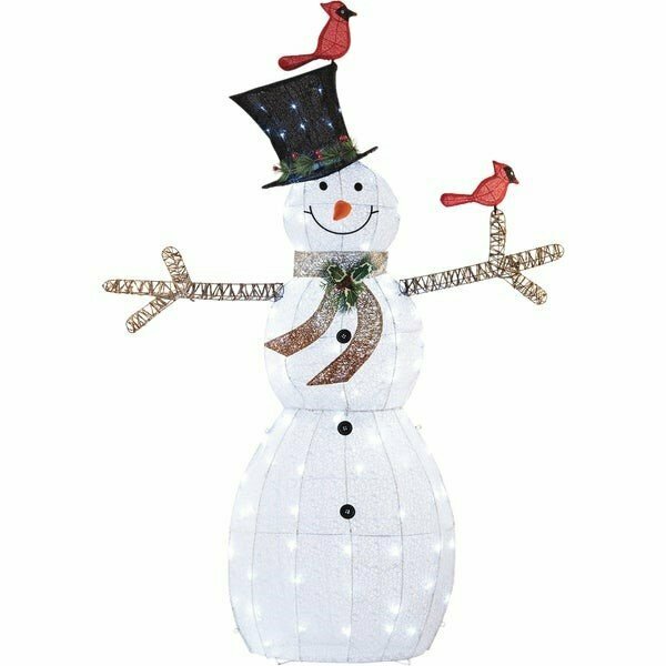Alpine 74 In. Cool White LED Mesh Cloth Snowman Lighted Decoration CHT892